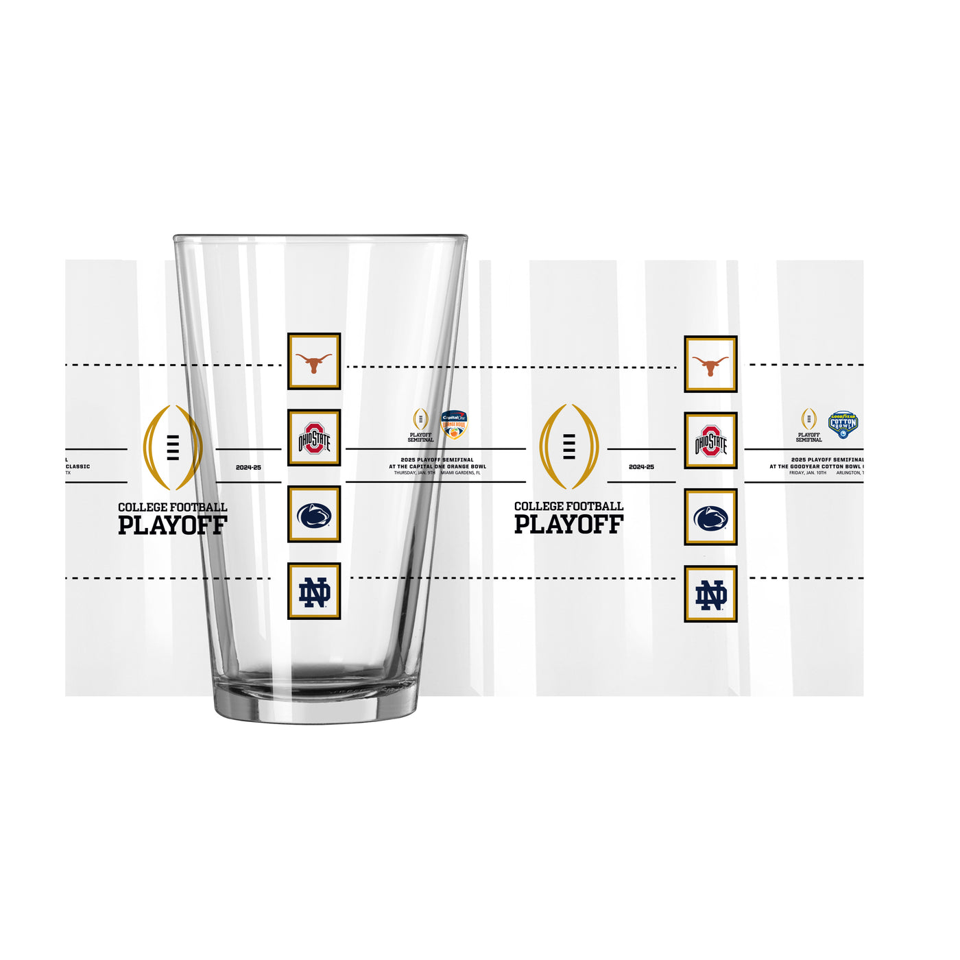 2025 College Football Playoffs 4 Team Semifinals 16oz Bowls Pint Glass