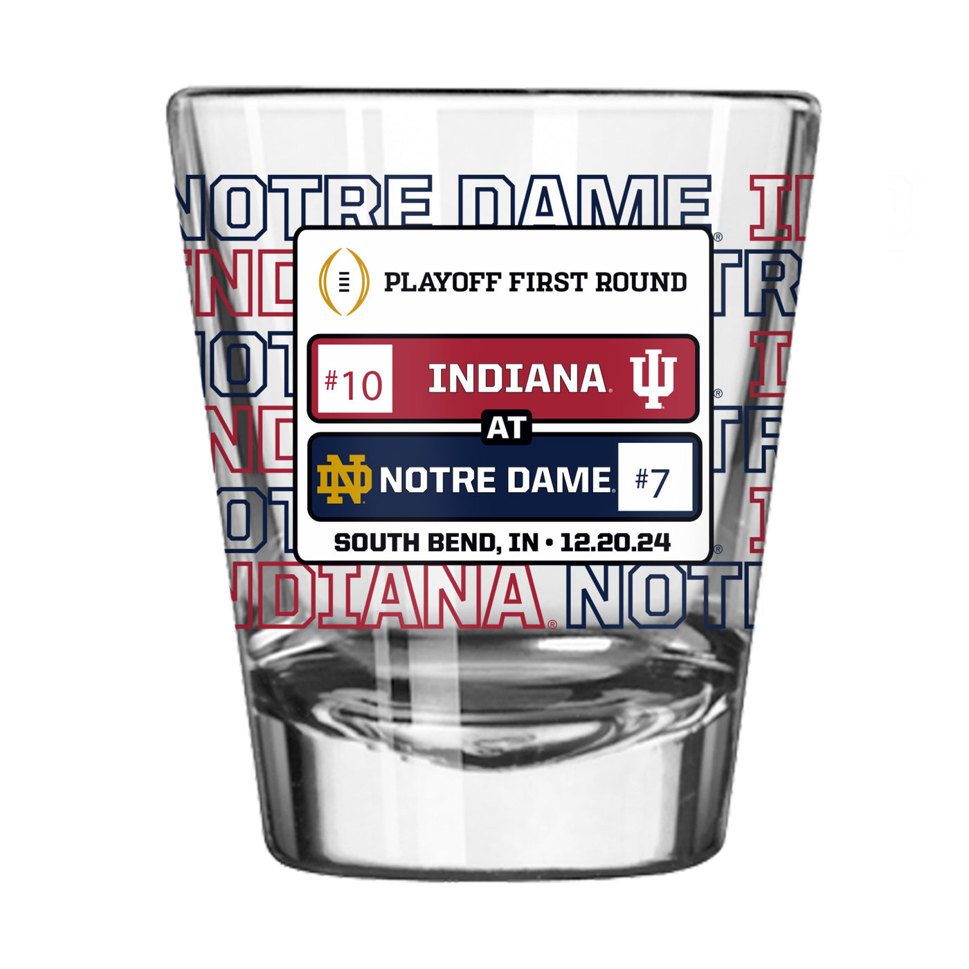 Notre Dame CFP Round 1 Match Up 2oz Shot Glass