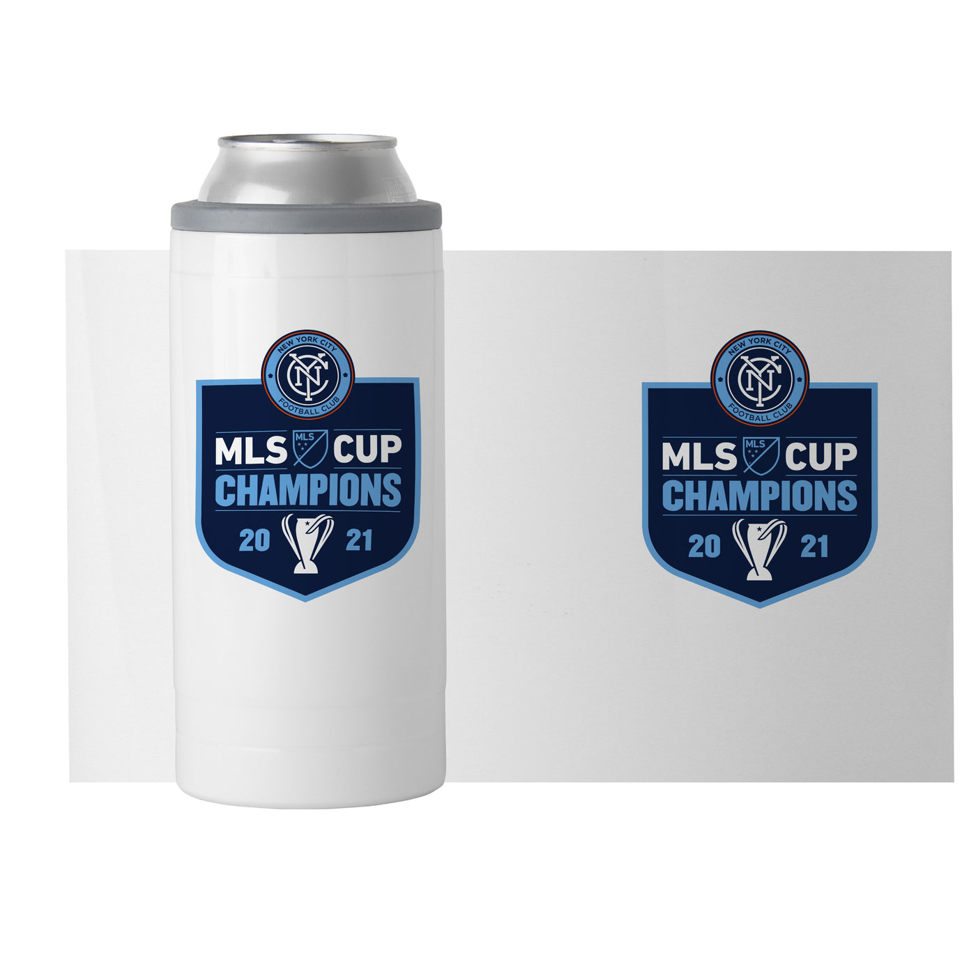 New York FC 12oz 2021 MLS Champions Slim Can Coolie