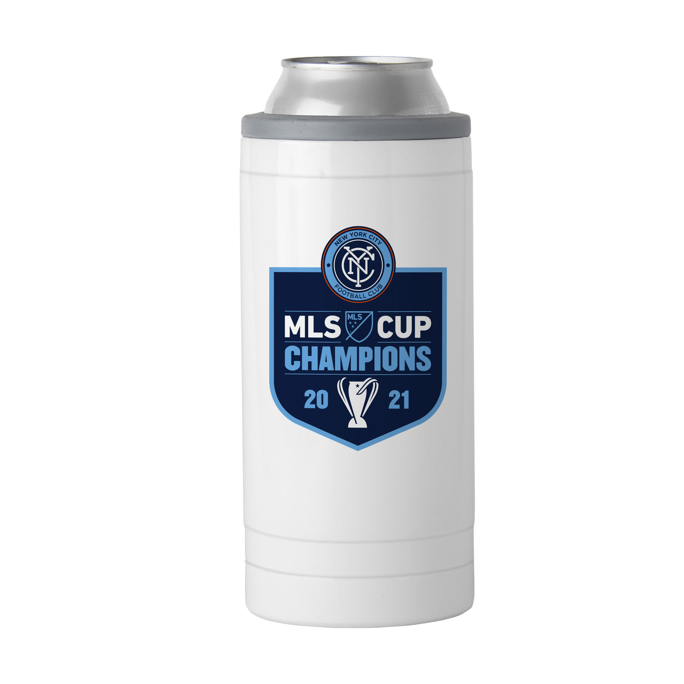 New York FC 12oz 2021 MLS Champions Slim Can Coolie