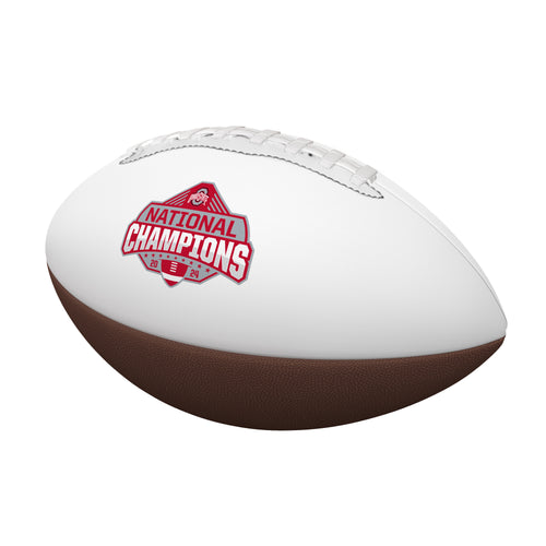 Ohio State 2024 National Champions mini autograph football by Logo Brands, featuring team logo and autograph space.