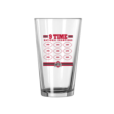 Ohio State 2024 National Champions 16oz Past Wins Pint Glass