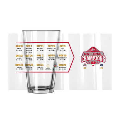 Ohio State 2024 National Champions 16oz Schedule Pint Glass