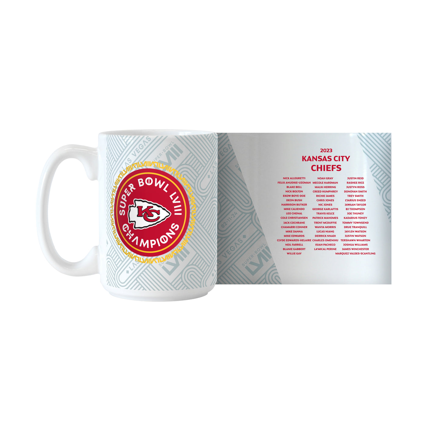 Kansas City Chiefs 15oz SB 58 Champions Roster Sublimated Mug