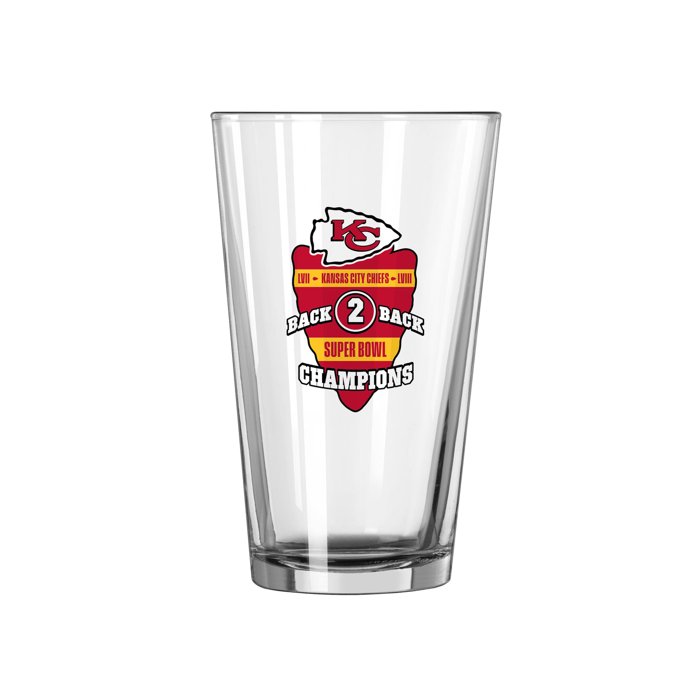 Kansas City Chiefs 16oz Super Bowl LVIII Champions Back to Back Pint Glass