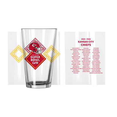Kansas City Chiefs 16oz SB 58 Bound Roster Pint Glass