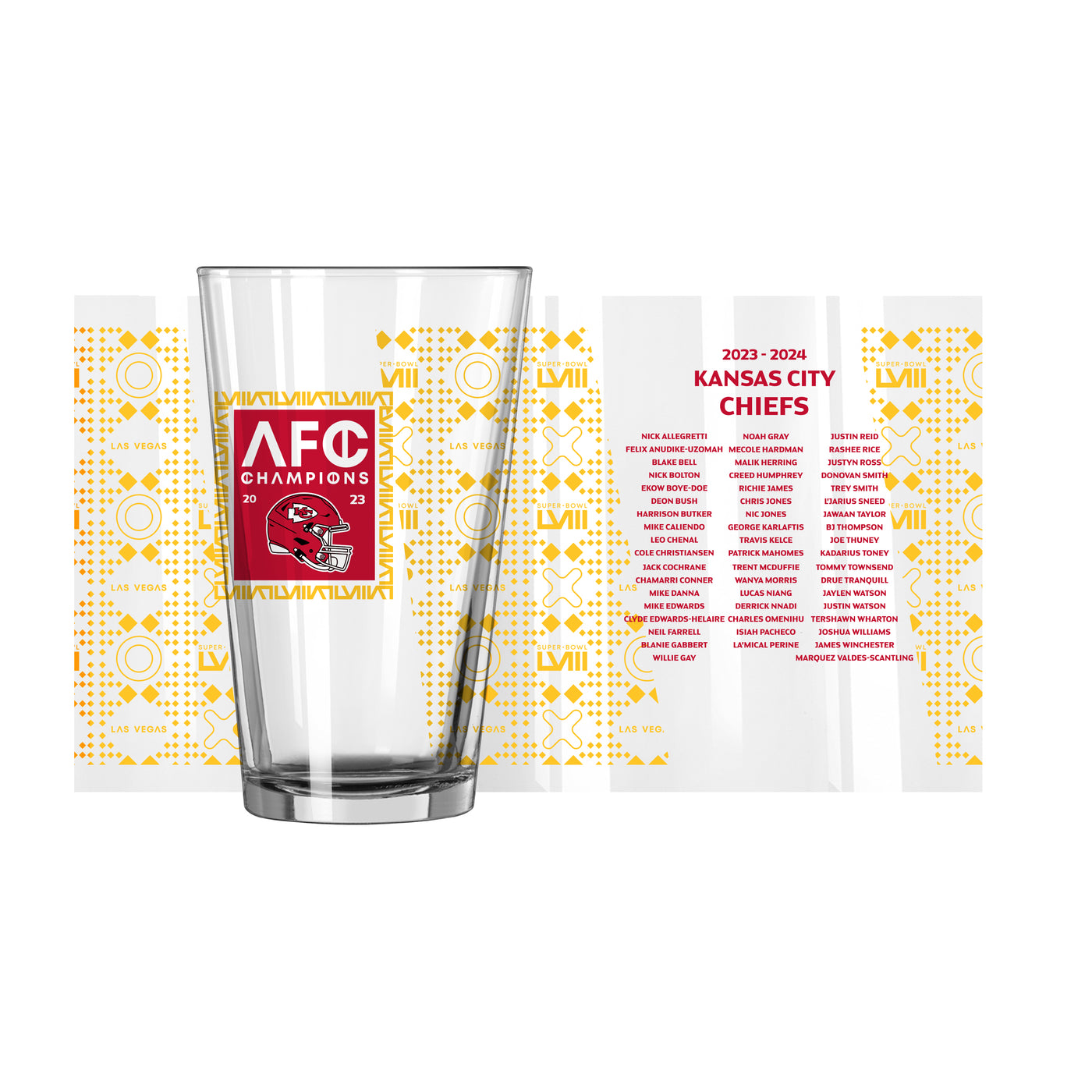 Kansas City Chiefs 16oz Conference Champs Roster Pint Glass