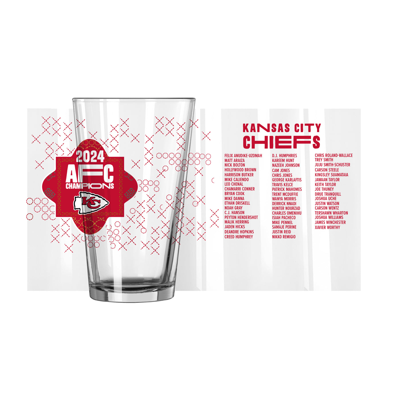 Kansas City Chiefs Conference Champs 16oz Roster Pint Glass