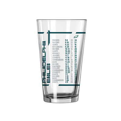 Philadelphia Eagles Super Bowl 59 Champions 16oz Schedule Pint Glass