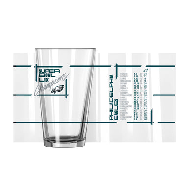 Philadelphia Eagles Super Bowl 59 Champions 16oz Schedule Pint Glass