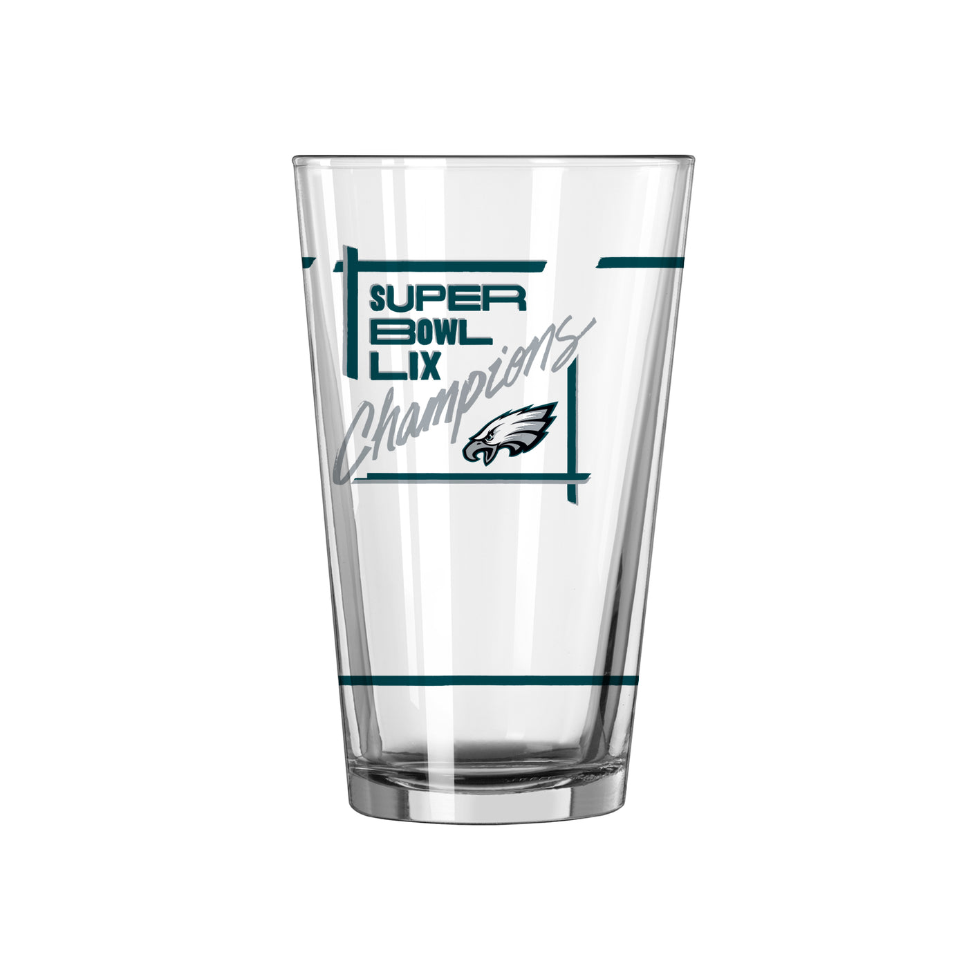 Philadelphia Eagles Super Bowl 59 Champions 16oz Schedule Pint Glass