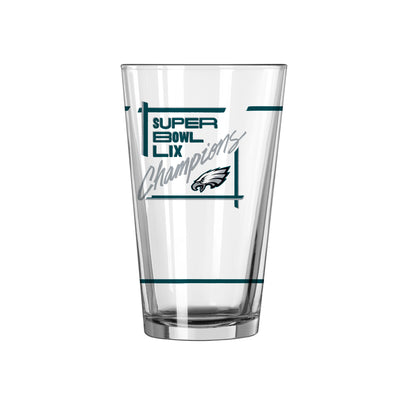 Philadelphia Eagles Super Bowl 59 Champions 16oz Schedule Pint Glass