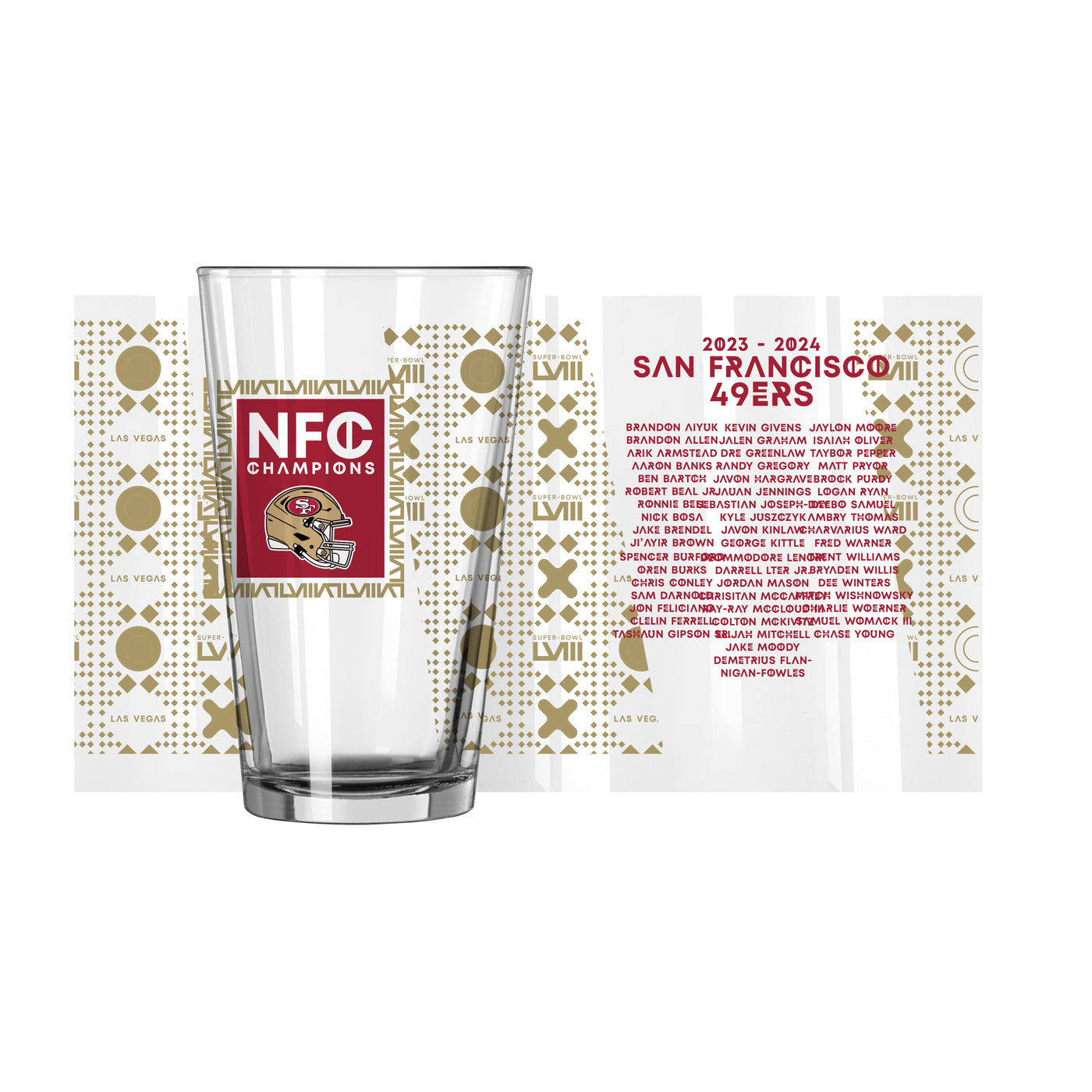 San Francisco 49ers 16oz NFC Conference Champs Roster Pint Glass