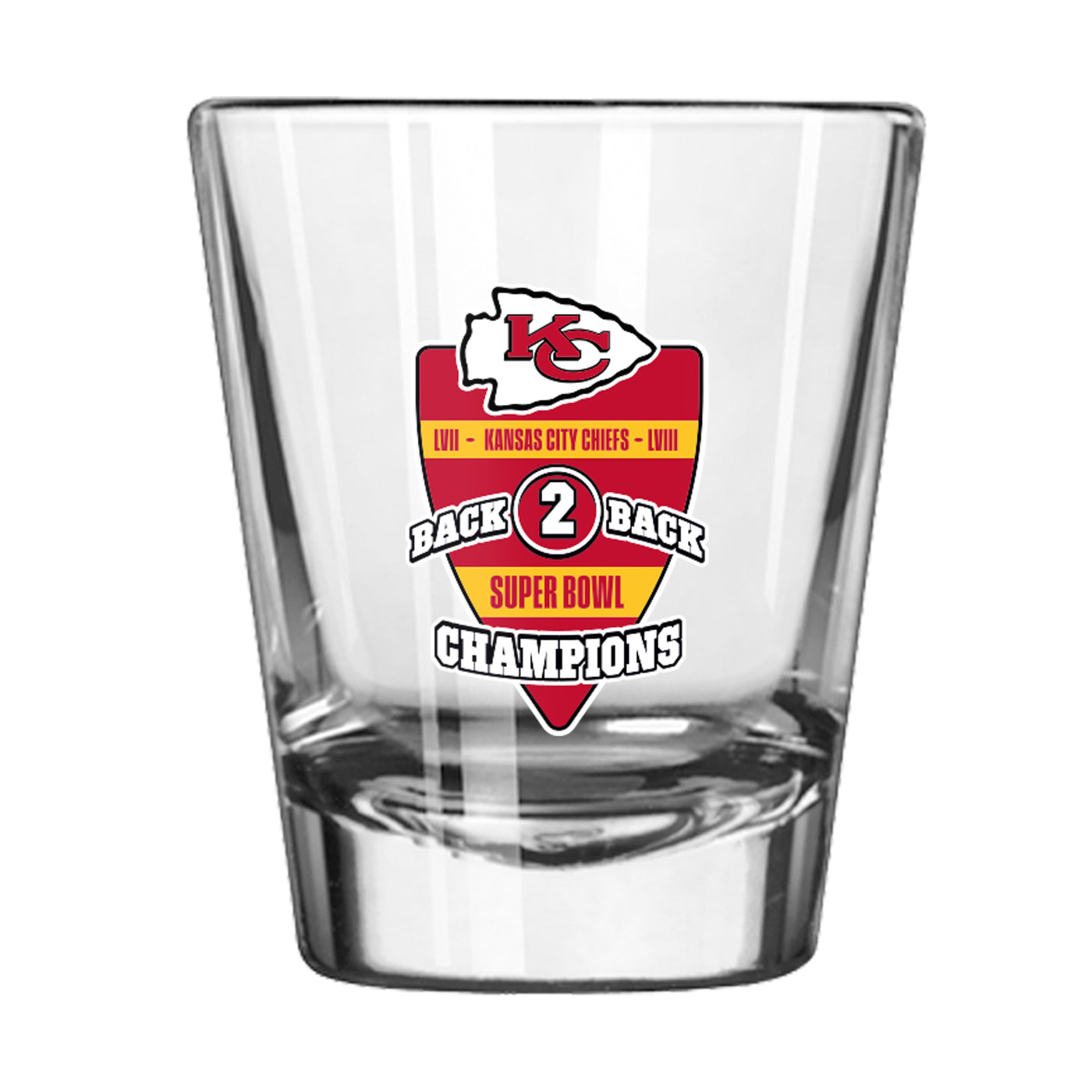 Kansas City Chiefs 2oz SB 58 Champions Back to Back Shot Glass
