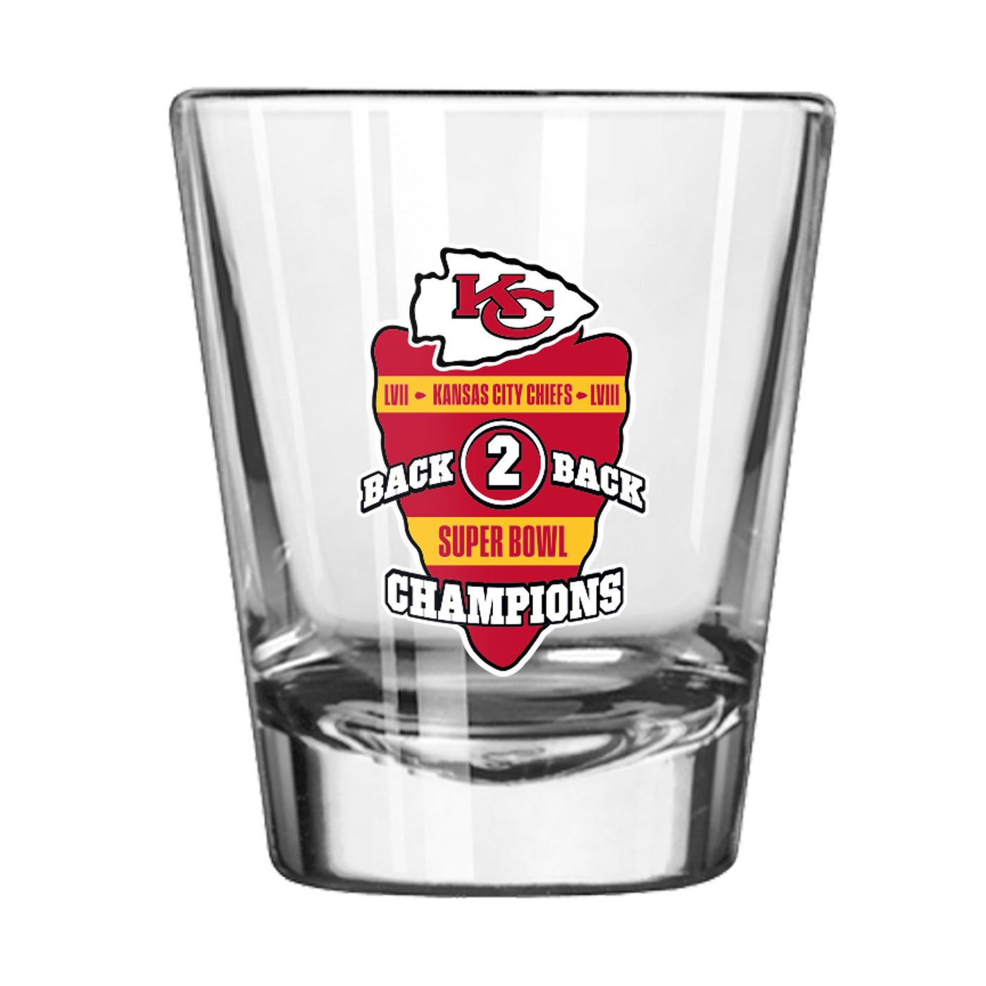 Kansas City Chiefs 2oz Super Bowl LVIII Champions Back to Back Shot Glass