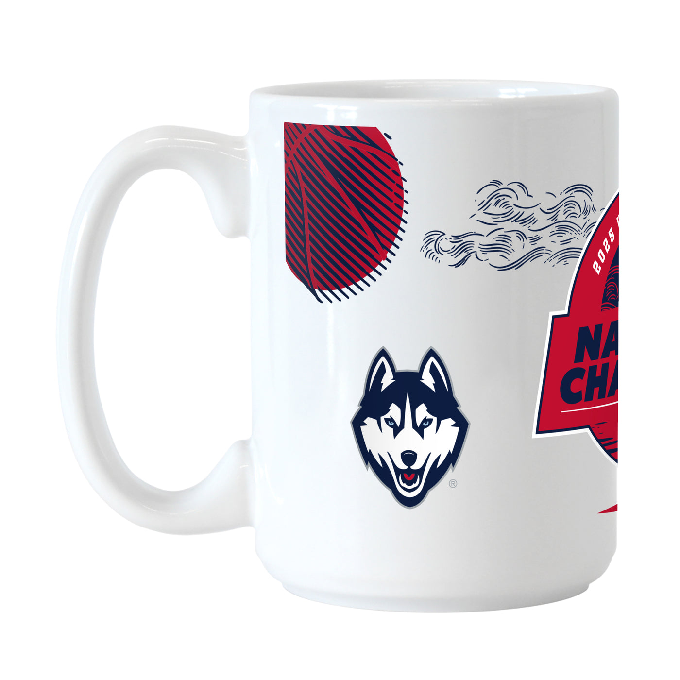 UCONN 2025 Womens Basketball Champions 15oz Pattern Sublimated Mug