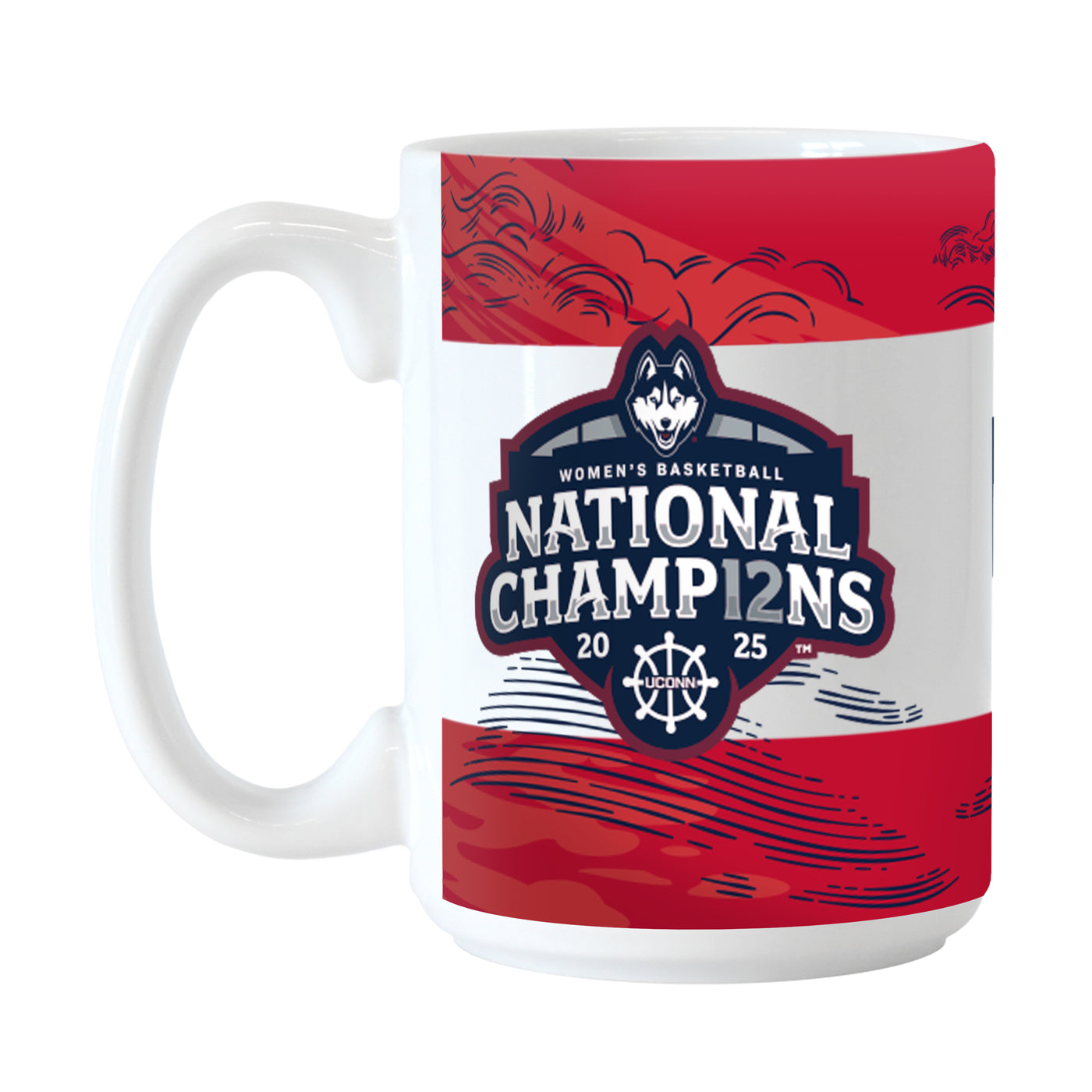 UCONN 2025 Womens Basketball Champions 15oz Recap Sublimated Mug