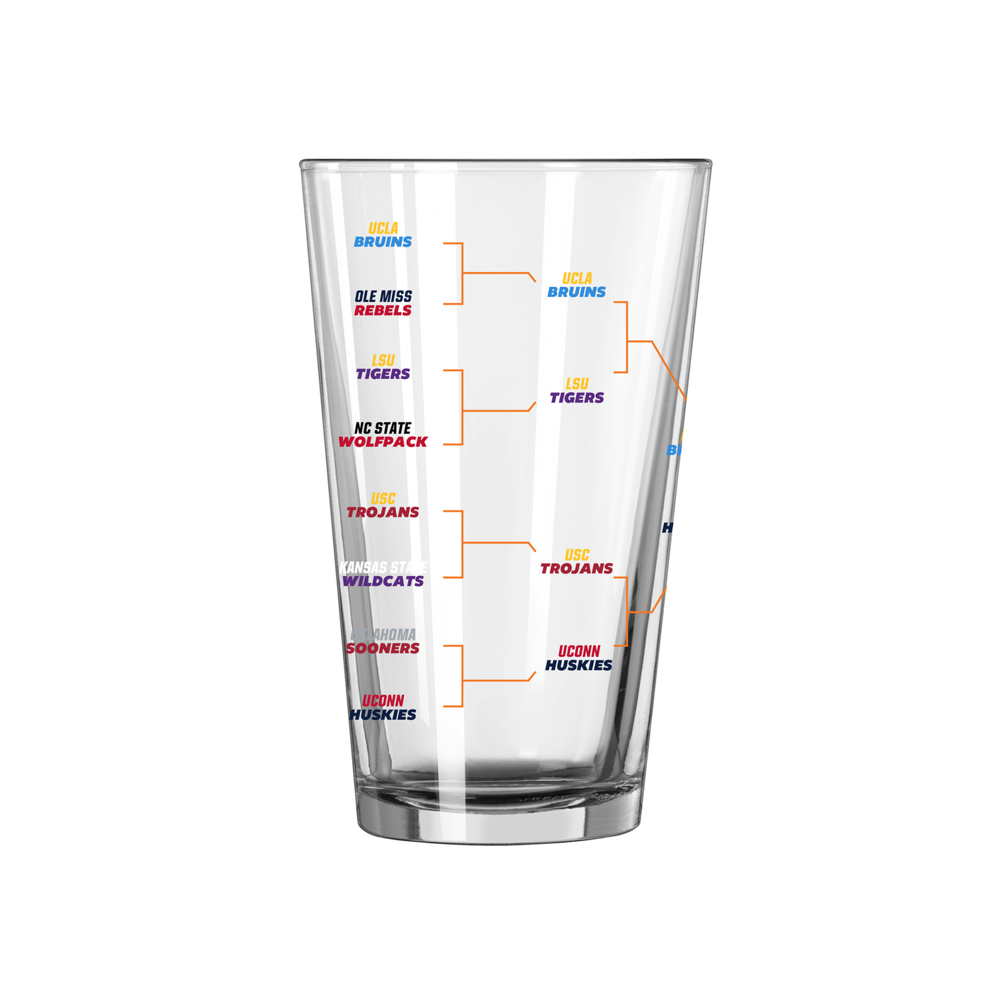 UCONN 2025 Womens Basketball Champions 16oz Bracket Pint Glass
