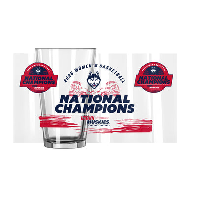 UCONN 2025 Womens Basketball Champions 16oz Pattern Pint Glass