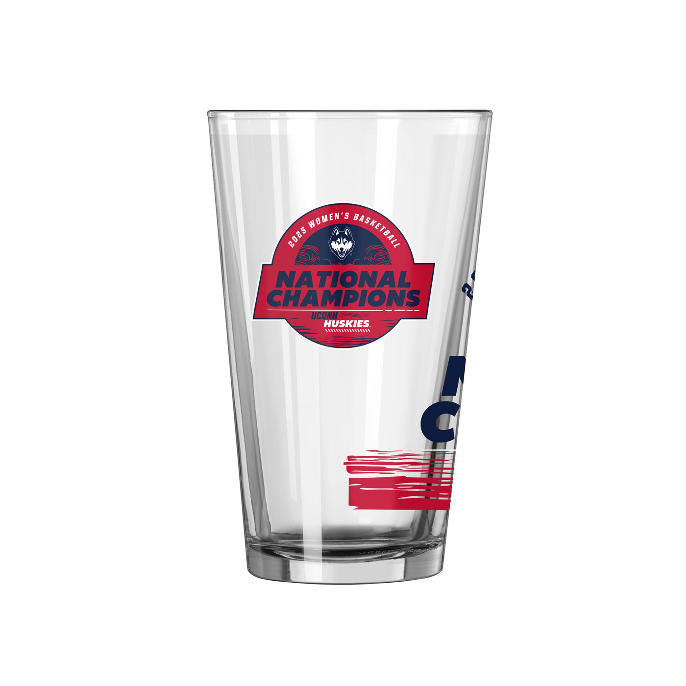 UCONN 2025 Womens Basketball Champions 16oz Pattern Pint Glass