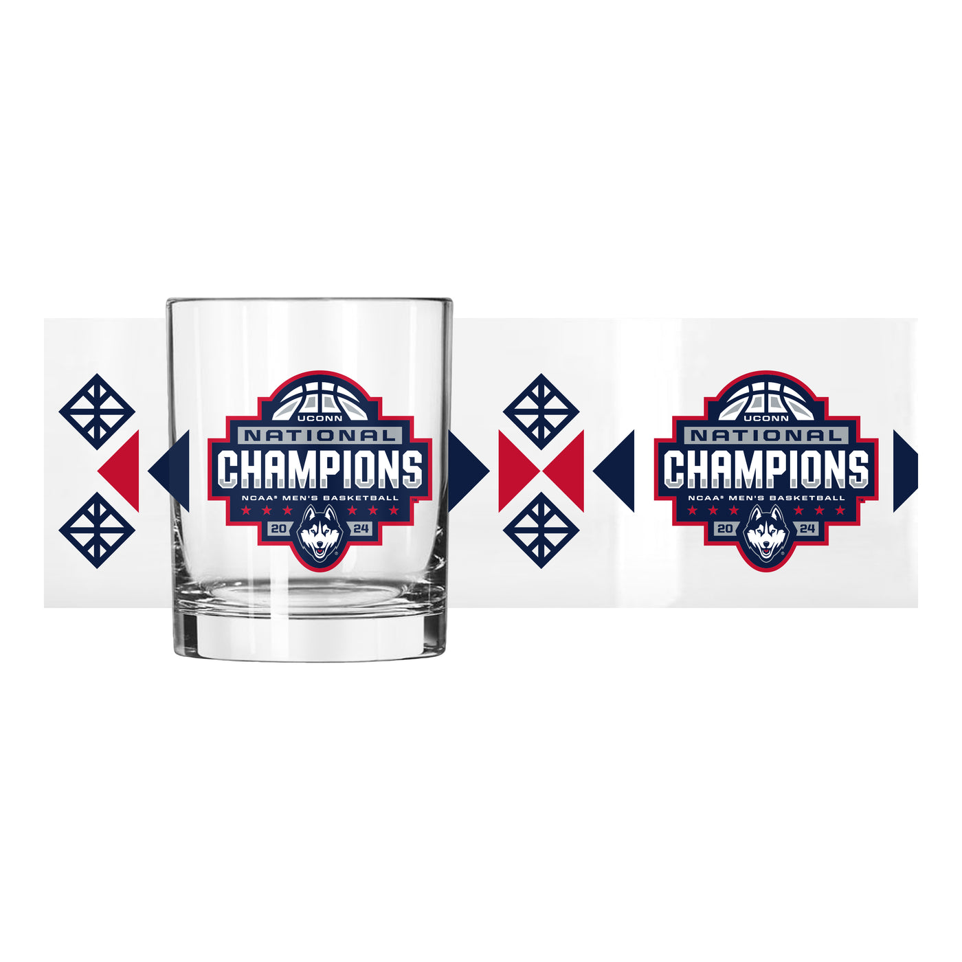 UConn 2024 Men's Basketball Champions Wrap 14oz Rocks Glass