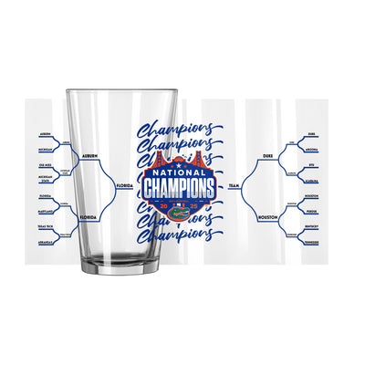 Florida 2025 Mens Basketball Champions 16oz Bracket Pint Glass