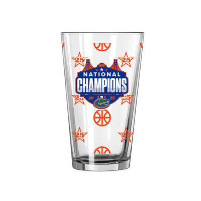 Florida 2025 Mens Basketball Champions 16oz Pattern Pint Glass