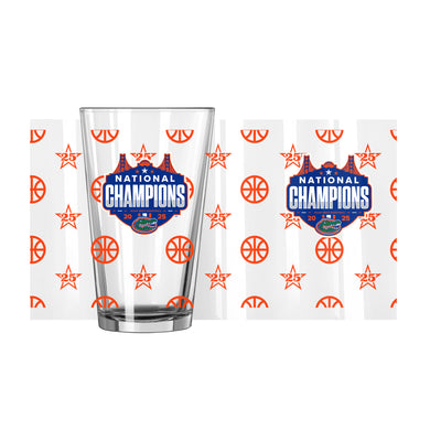 Florida 2025 Mens Basketball Champions 16oz Pattern Pint Glass