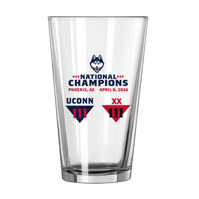 UConn 2024 Men's Basketball Champions Recap 16oz Pint Glass