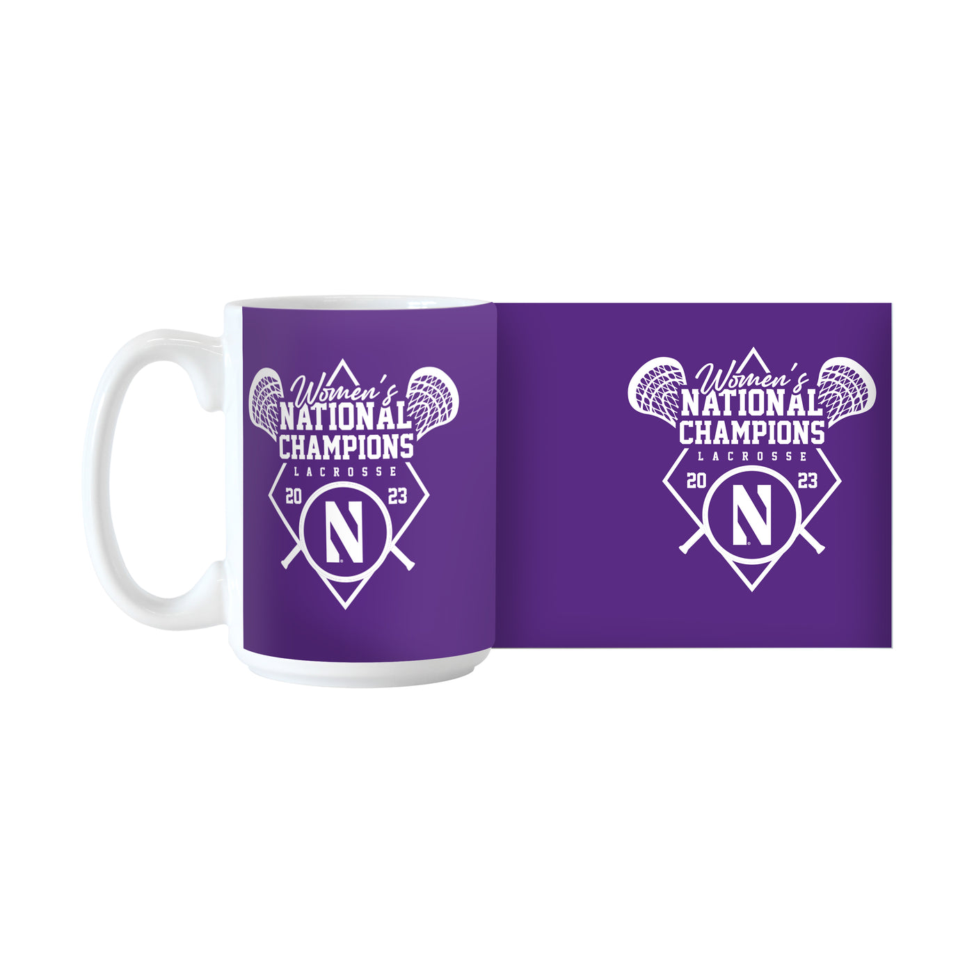 Northwestern 2023 Womens Lacrosse Champions 15oz Sublimated Mug