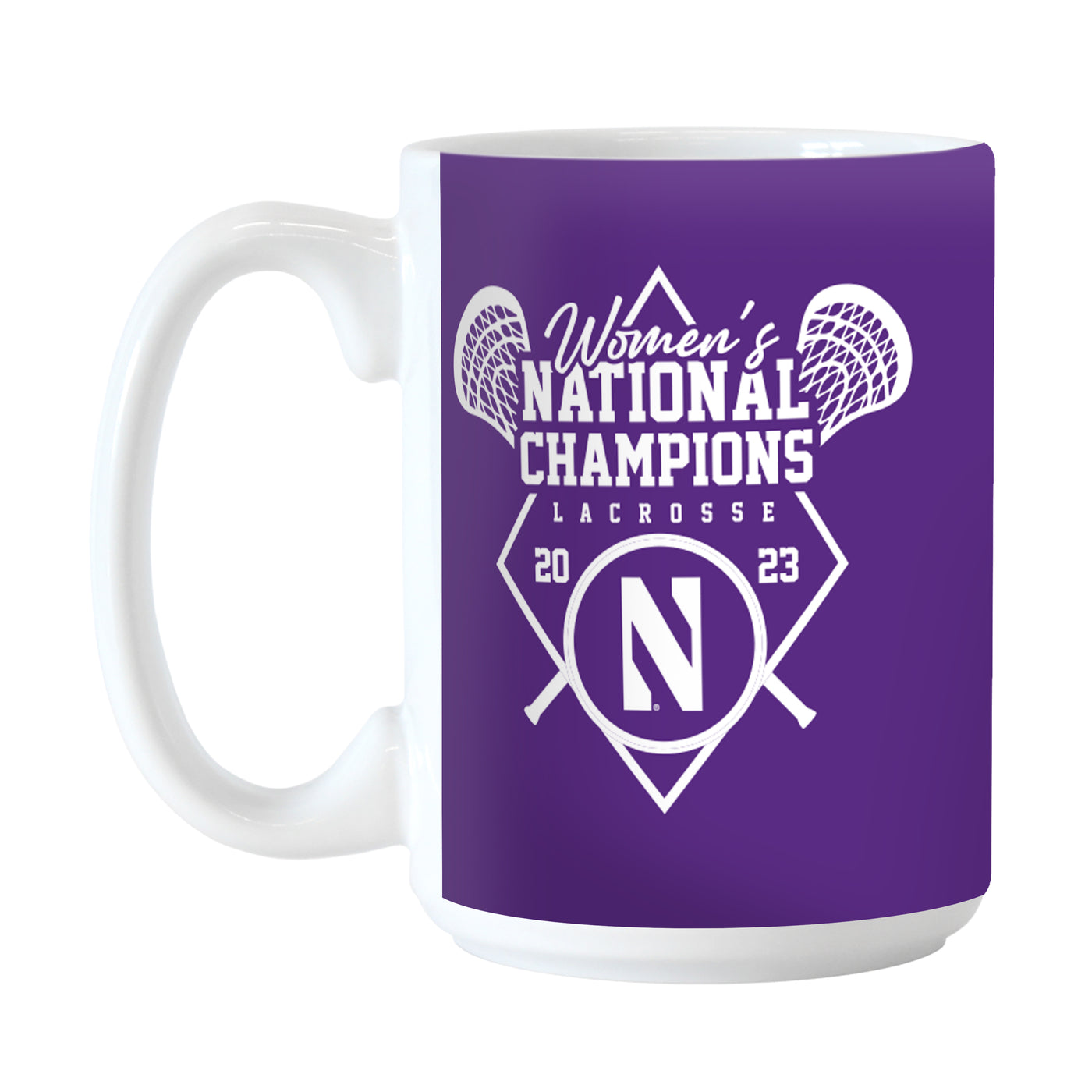 Northwestern 2023 Womens Lacrosse Champions 15oz Sublimated Mug