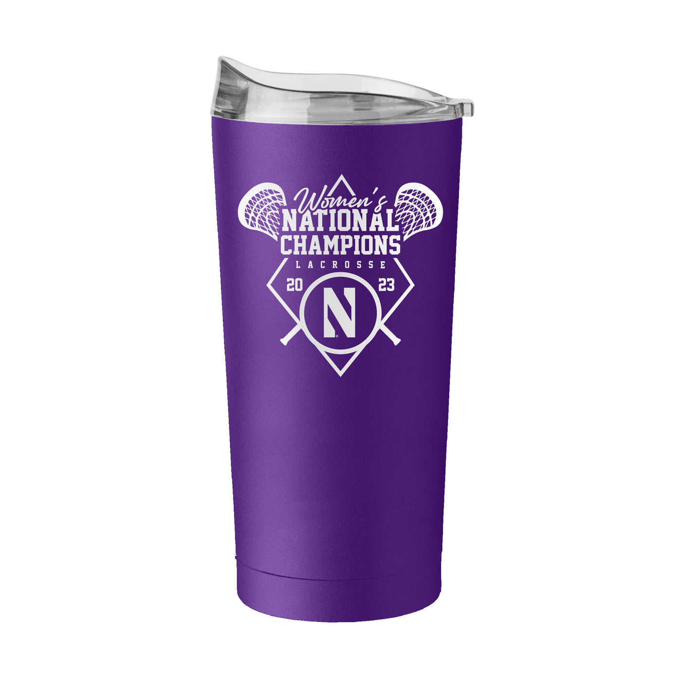 Northwestern 2023 Womens Lacrosse Champions 20oz Powder Coat Tumbler