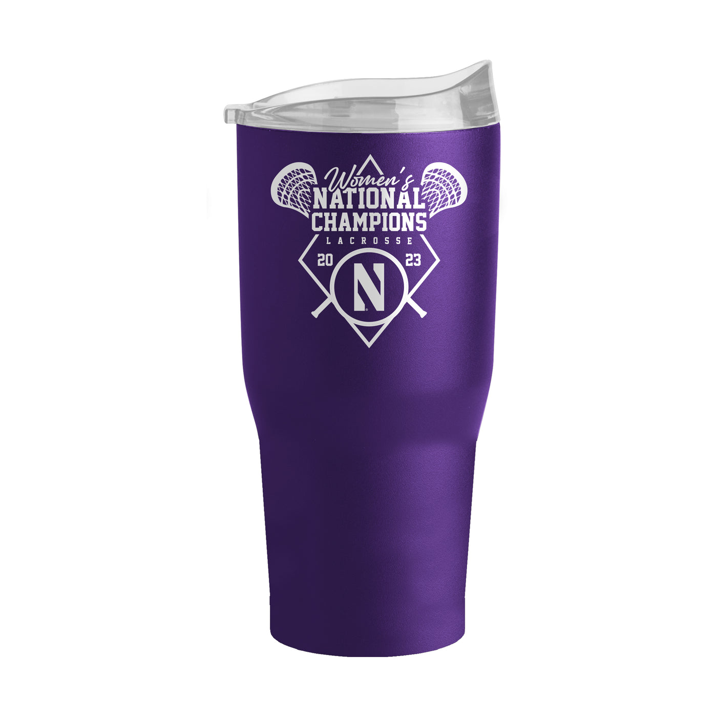 Northwestern 2023 Womens Lacrosse Champions 30oz Powder Coat Tumbler
