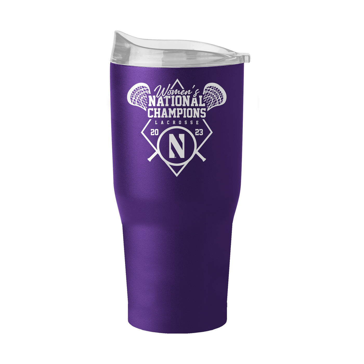 Northwestern 2023 Womens Lacrosse Champions 30oz Powder Coat Tumbler