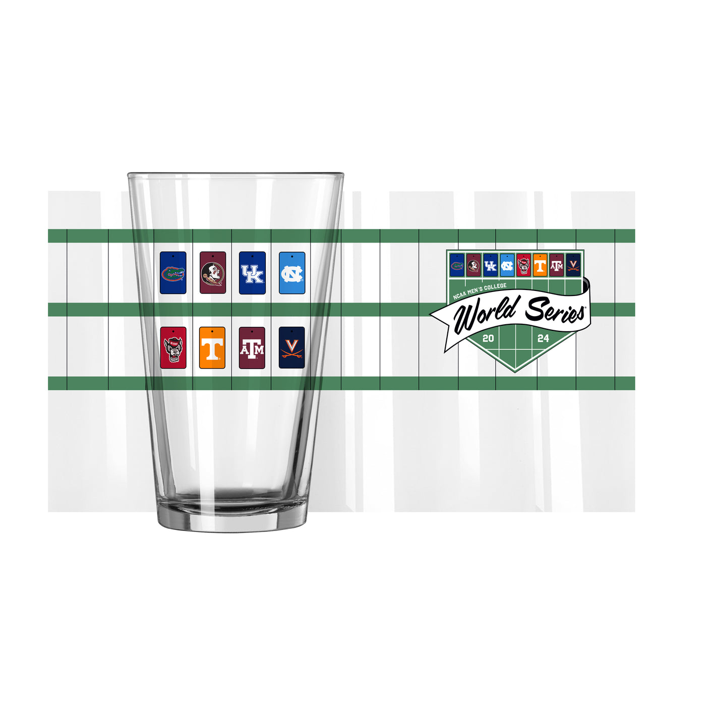 2024 NCAA Men's Baseball 16oz Final 8 Teams Pint Glass