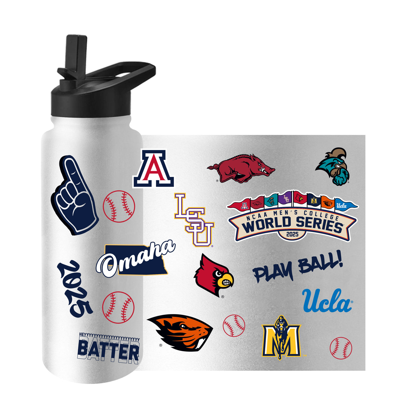 2025 NCAA Mens Baseball 8 Team 34oz Quencher Bottle