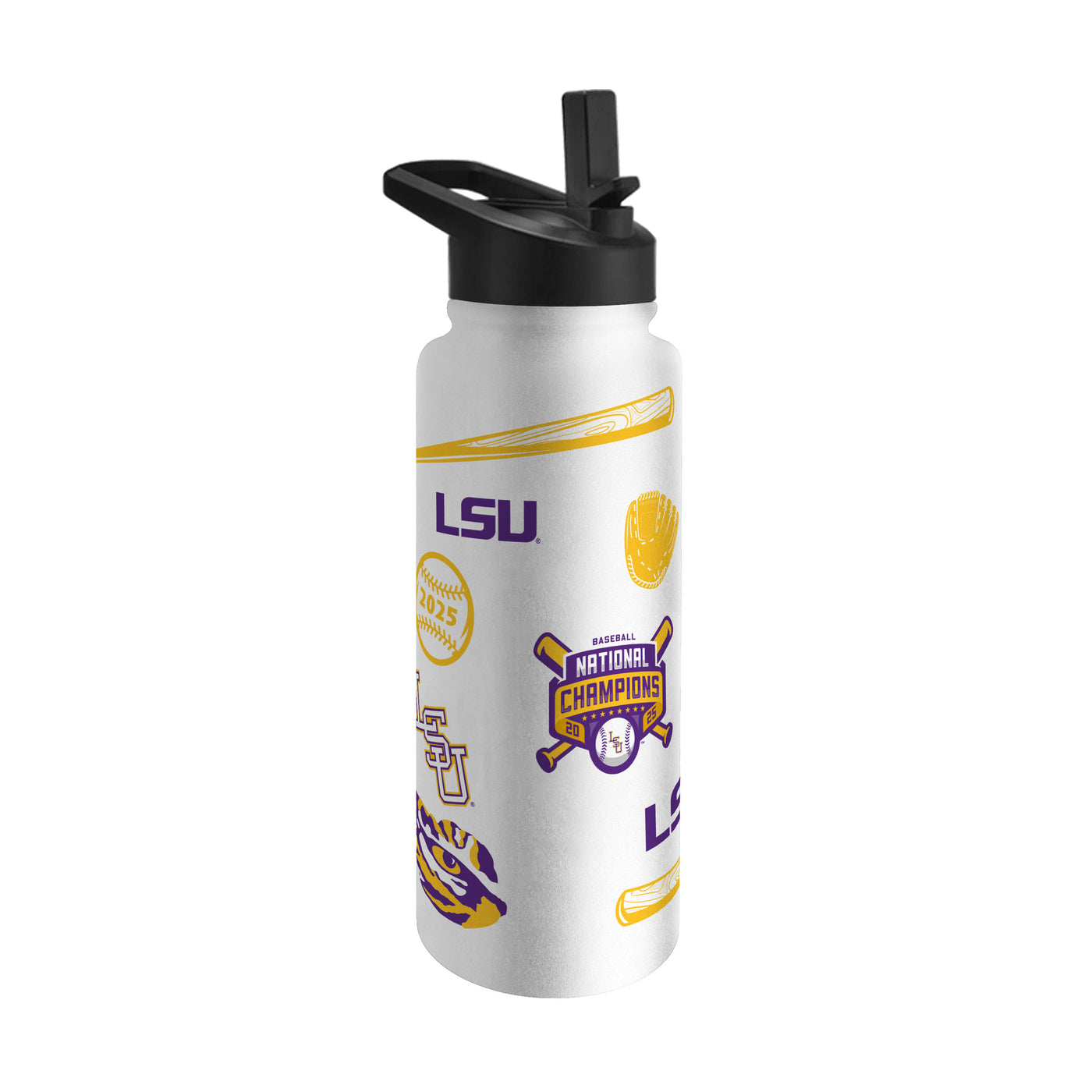 LSU 2025 Baseball Champions 34oz Quencher Bottle