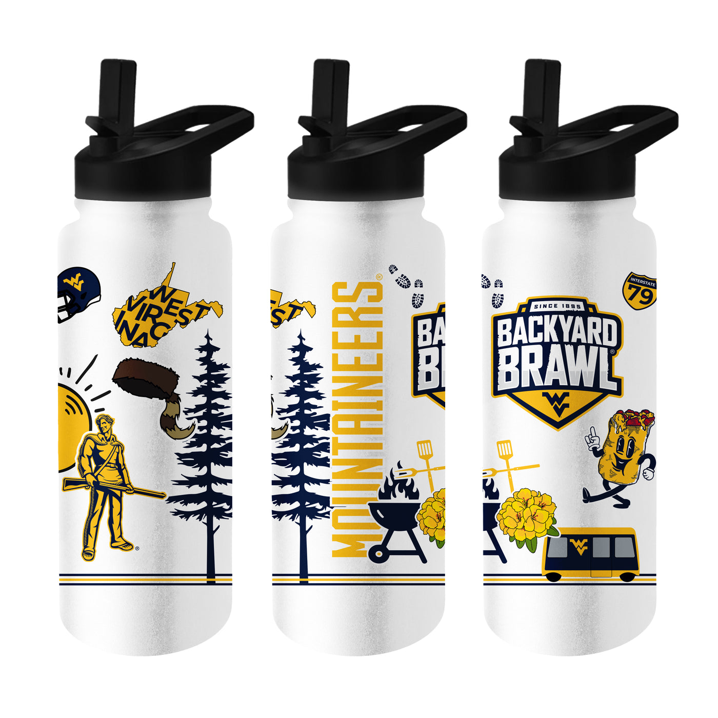 Backyard Brawl 2023 West Virginia 34oz Quencher Bottle