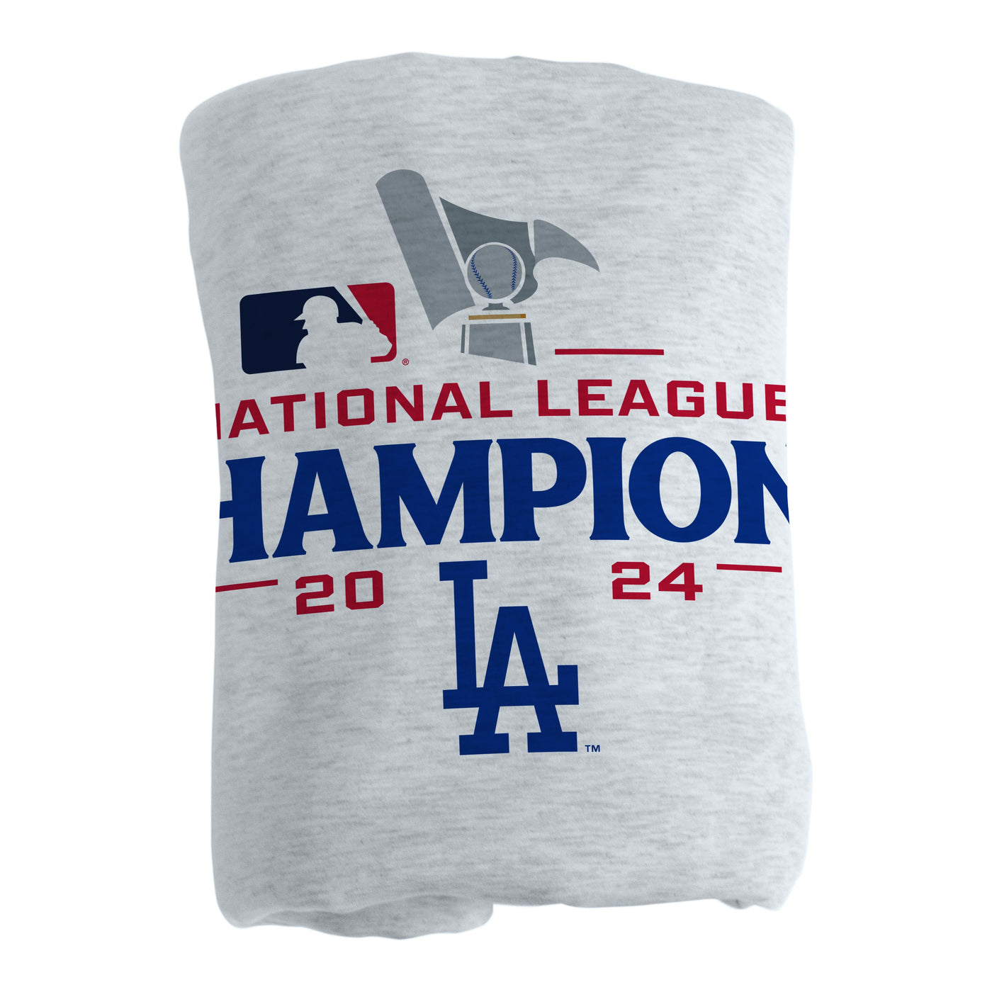 LA Dodgers 2024 National League Champs Athletic Gray Sublimated Sweatshirt Blanket