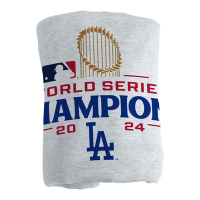 LA Dodgers 2024 World Series Champs Athletic Gray Sublimated Sweatshirt Blanket