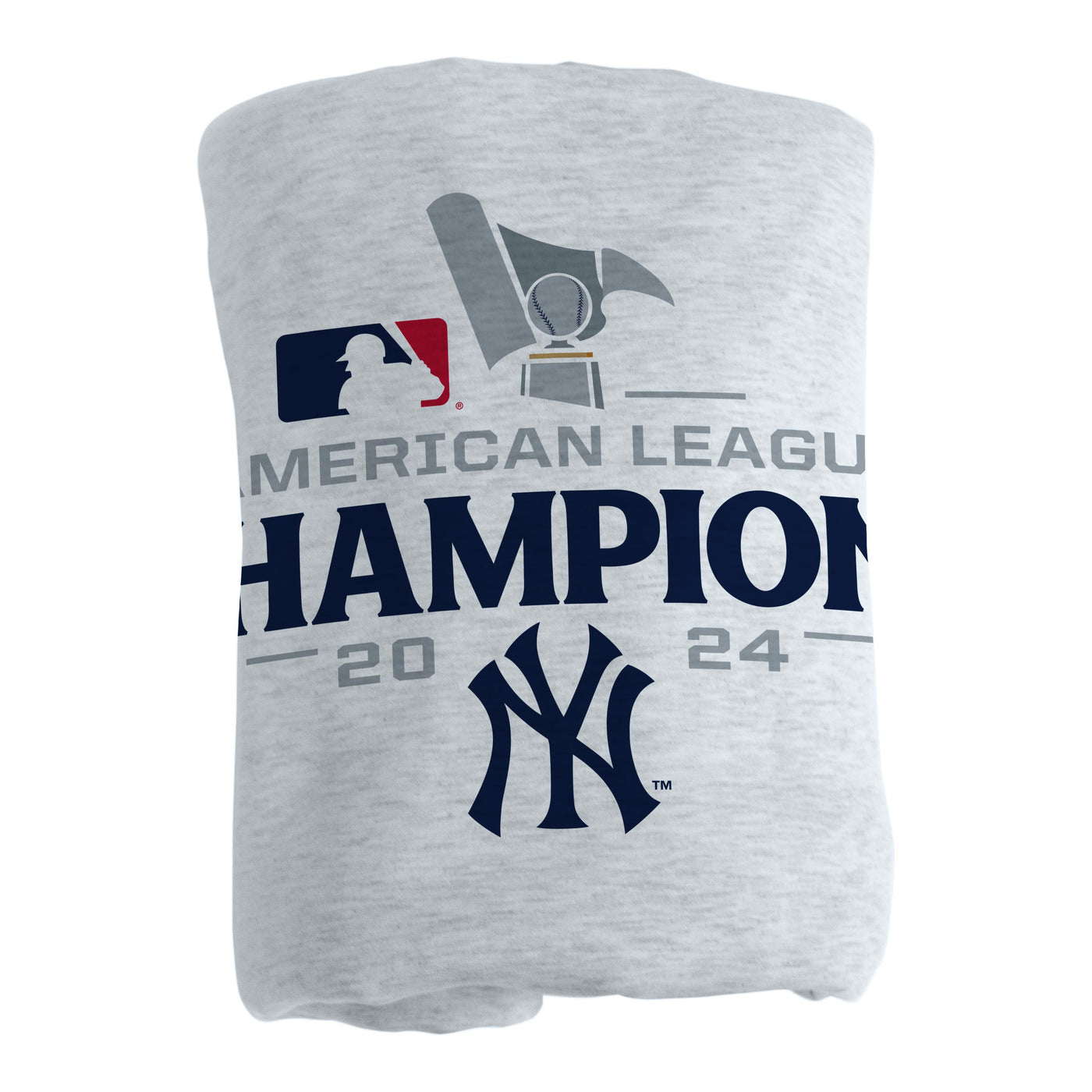 NY Yankees 2024 American League Champs Athletic Gray Sublimated Sweatshirt Blanket