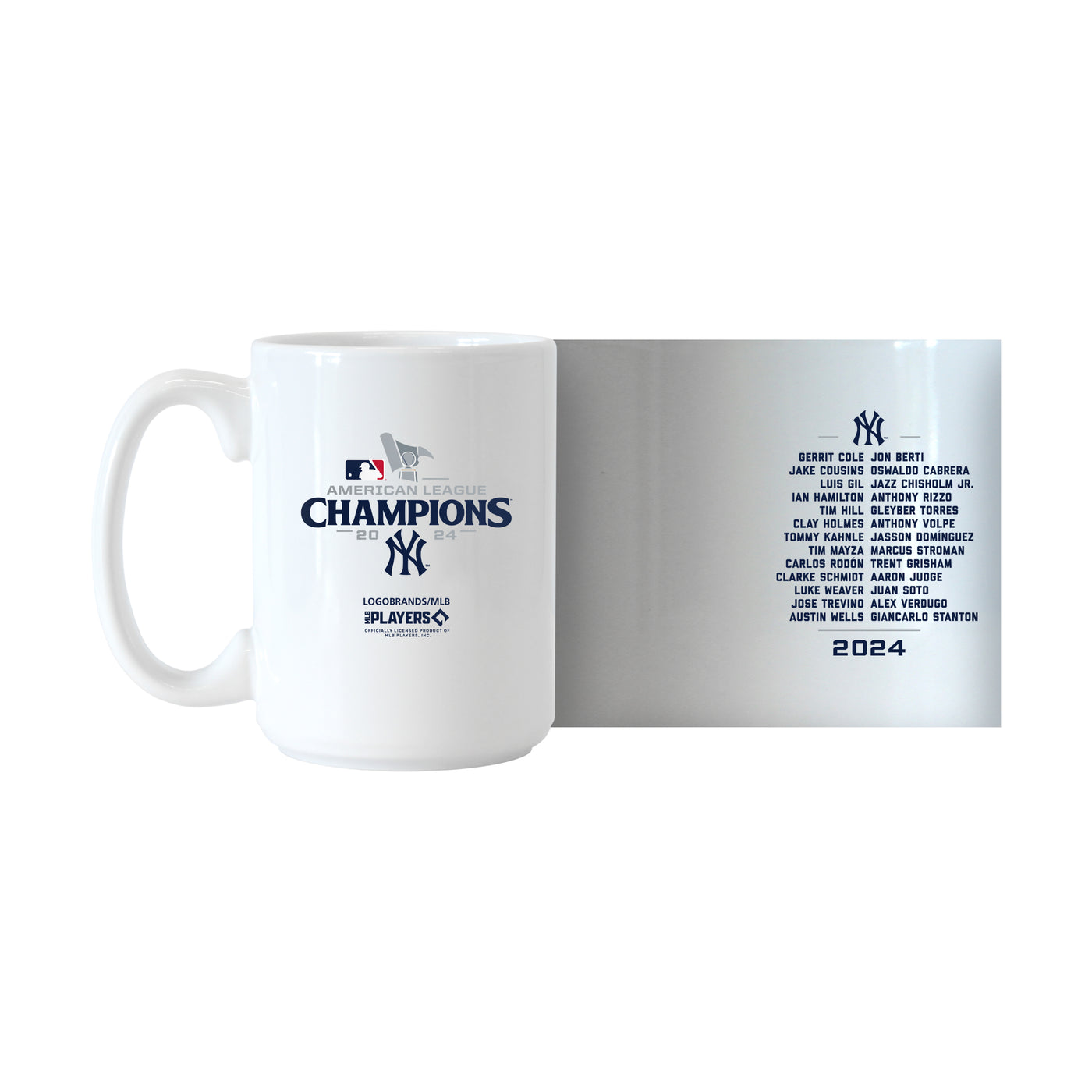 NY Yankees 2024 American League Champs 15oz Roster Sublimated Mug