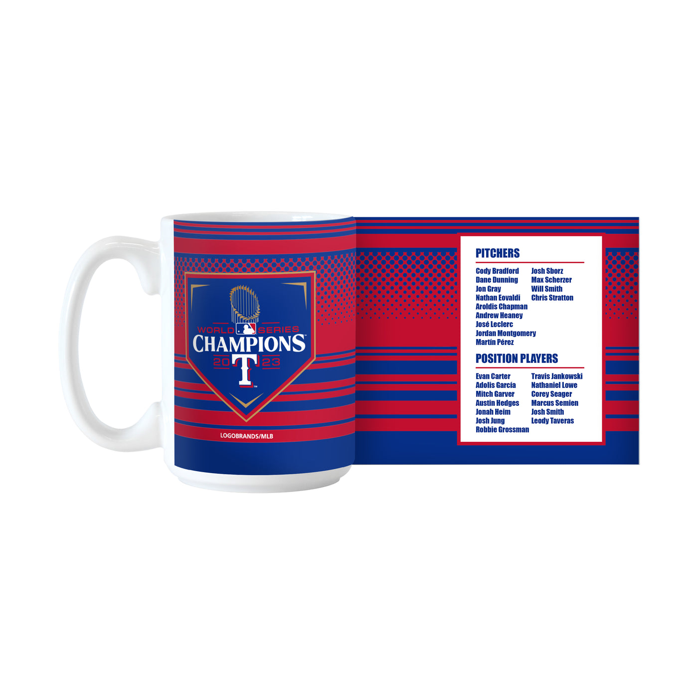 Texas Rangers 15oz 2023 World Series Champions Roster Sublimated Mug