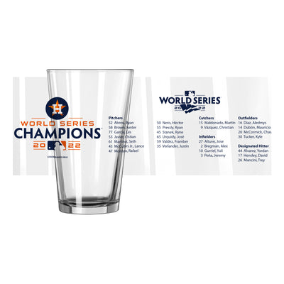 Houston Astros World Series Champs 16oz Roster Pint Glass