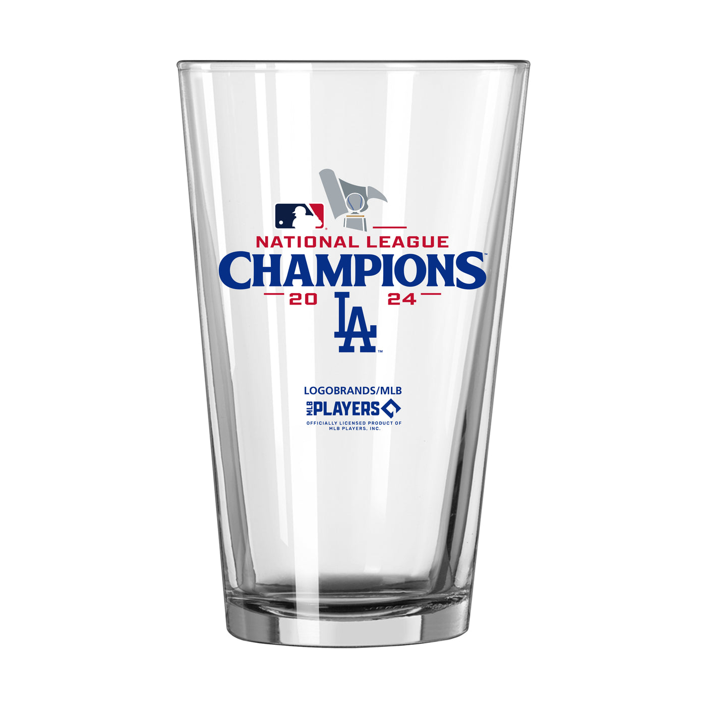 LA Dodgers 2024 National League Champs 16oz Roster Pint Glass