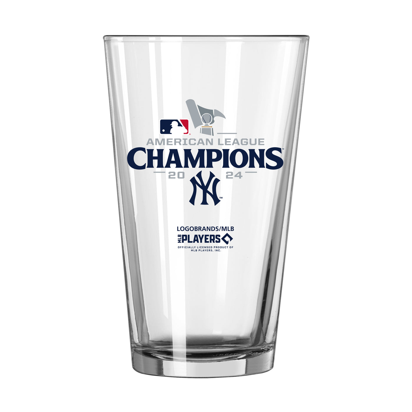 NY Yankees 2024 American League Champs 16oz Roster Pint Glass