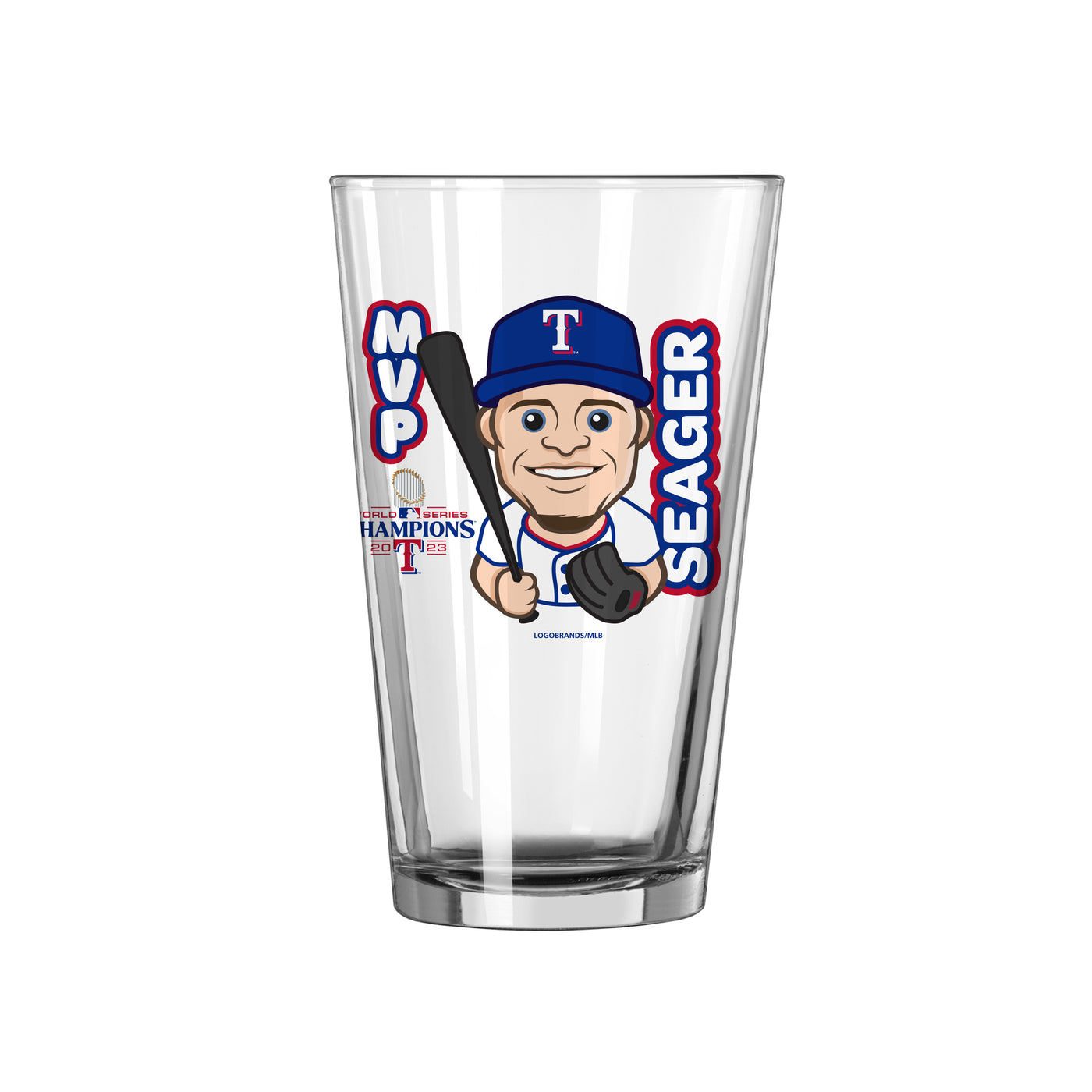 Texas Rangers 16oz 2023 World Series Seager MVP Pint Glass