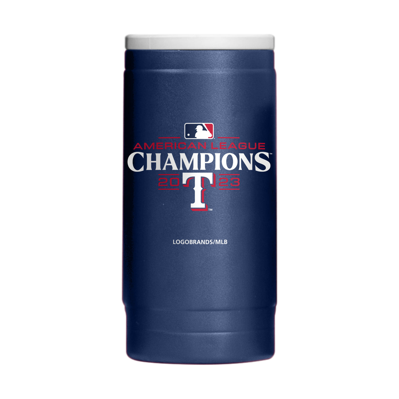 Texas Rangers 12oz 2023 AL Champions Powder Coat Slim Can Coolie