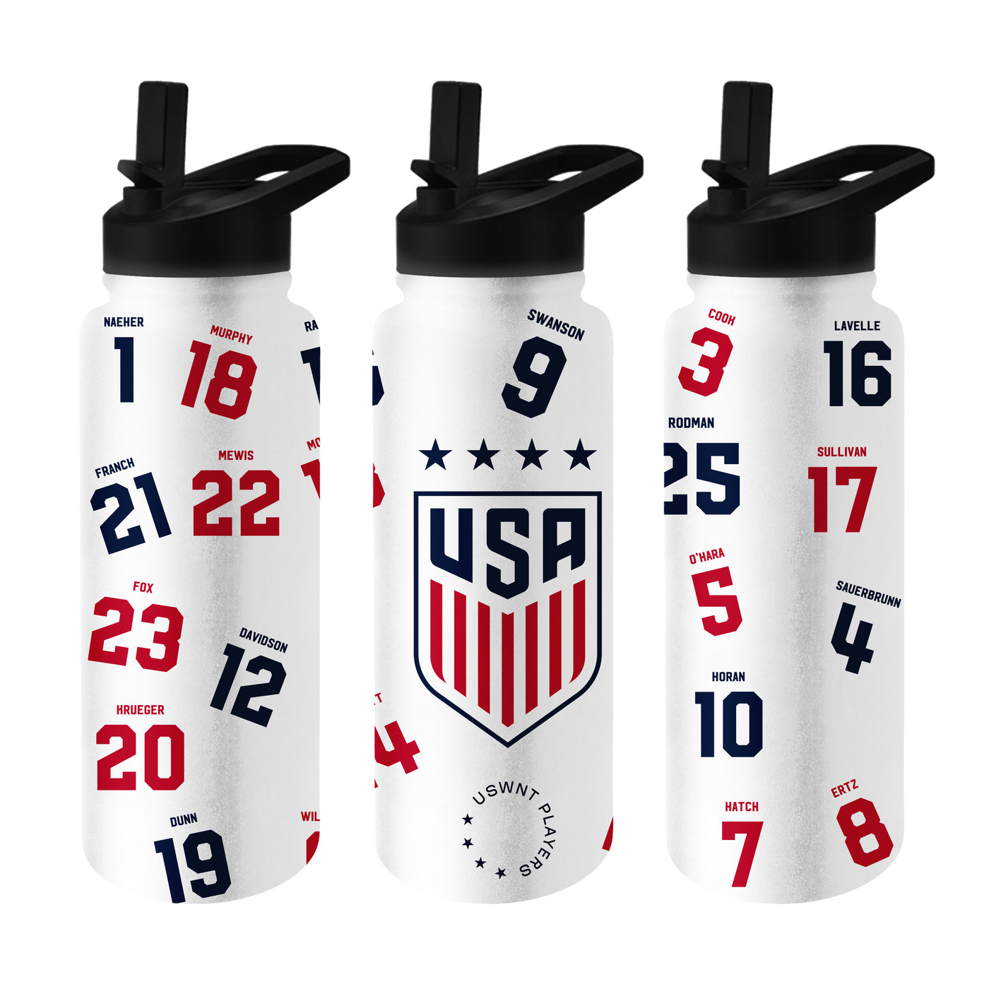 US Womens Soccer Roster 34oz Quencher Bottle - Logo Brands