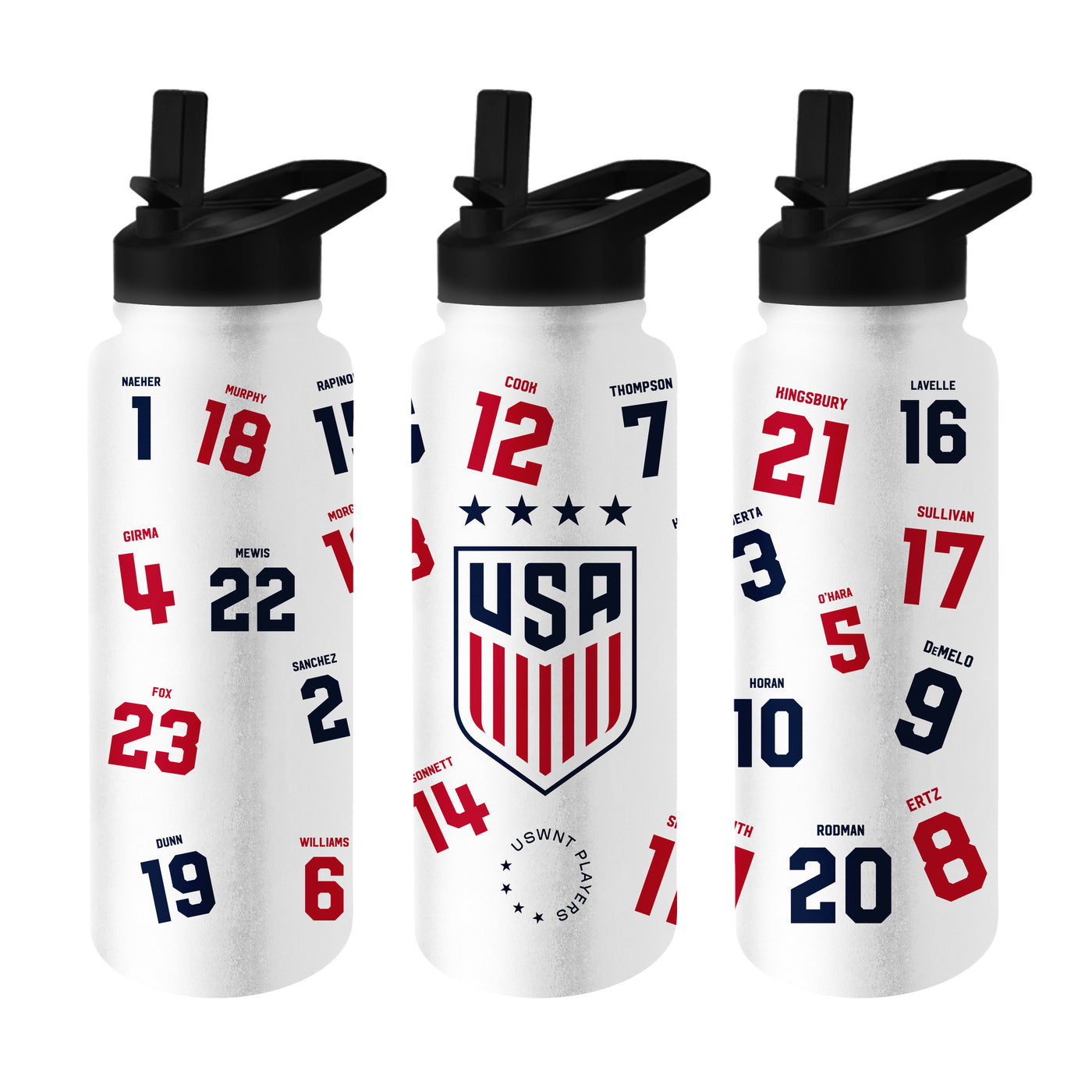US Womens National Team Roster 34oz Quencher Bottle